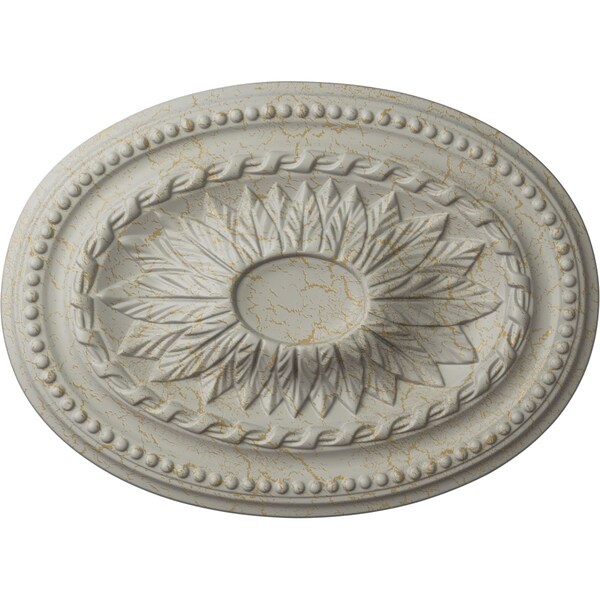 Ekena Millwork Saverne Ceiling Medallion, Hand-Painted Pot of Cream Crackle, 18 1/2"W x 13 1/2"H x 1 7/8"P CM18SAPCC - main